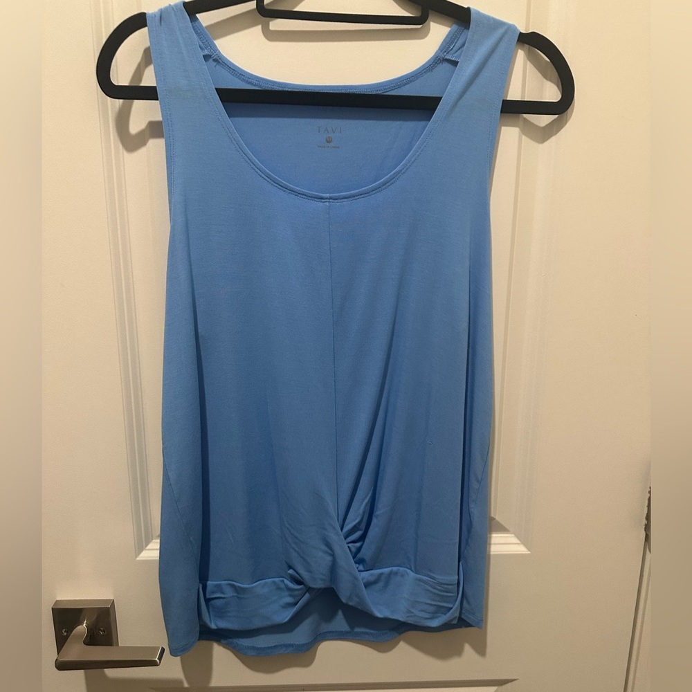 TAVI Flatter Ocean Blue Twist-Hem Tank Top